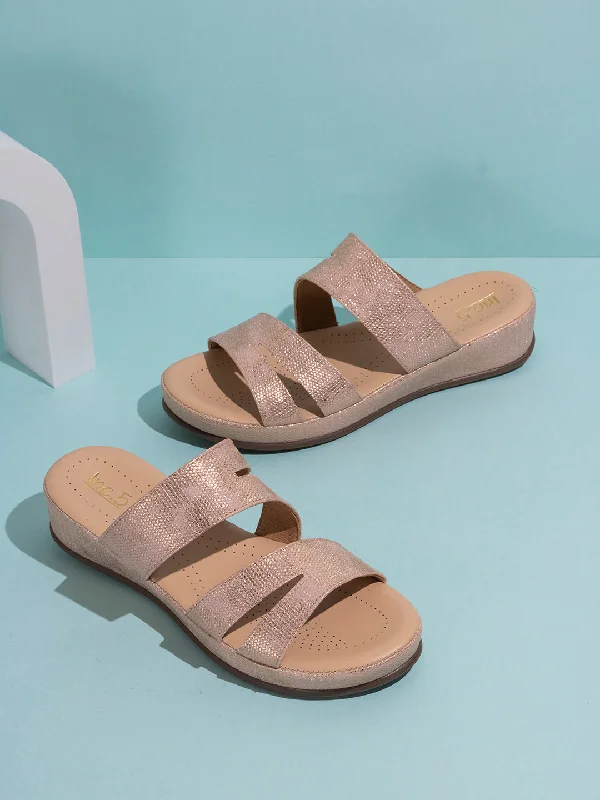 Women's Cork - Soled Espadrille Sandals with a Rope - Trimmed Upper in Navy for a Summer VibeWomens Rose Golden Printed Round Toe Casual Slip-On Wedge Heel Sandals