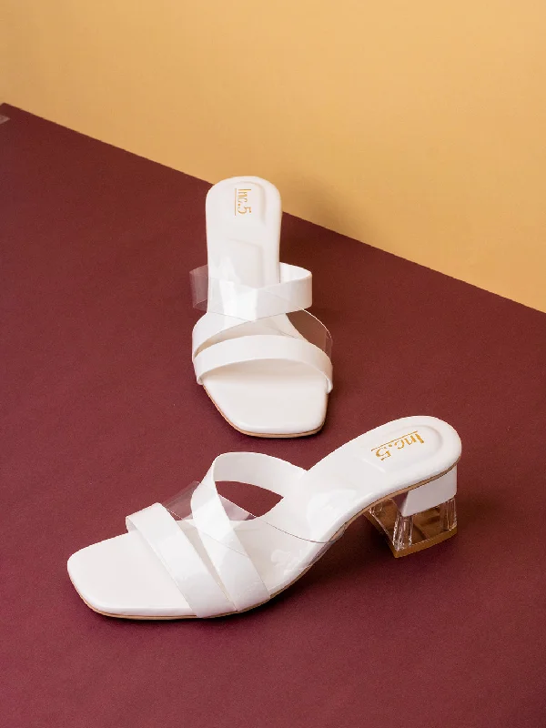 Child - Friendly Women's Sandals with a Secure Buckle in Purple for Moms on the GoWomens White Transparent Square Toe Party Wear Block Heel Sandals