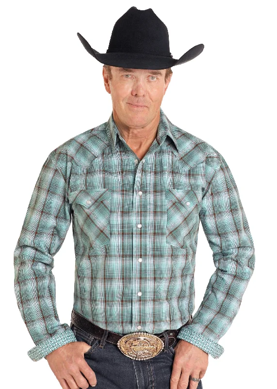 Rough Stock Long Sleeve Shap Shirt - Turquoise Dobby