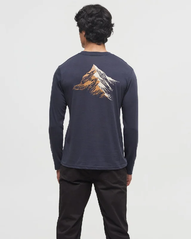 Men's Contrast Peaks Long-Sleeve - Midnight Blue Pale Oak