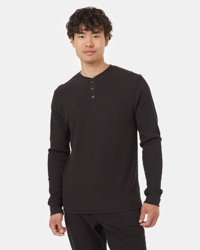 Men's TreeWaffle Henley Long-Sleeve - Meteorite Black