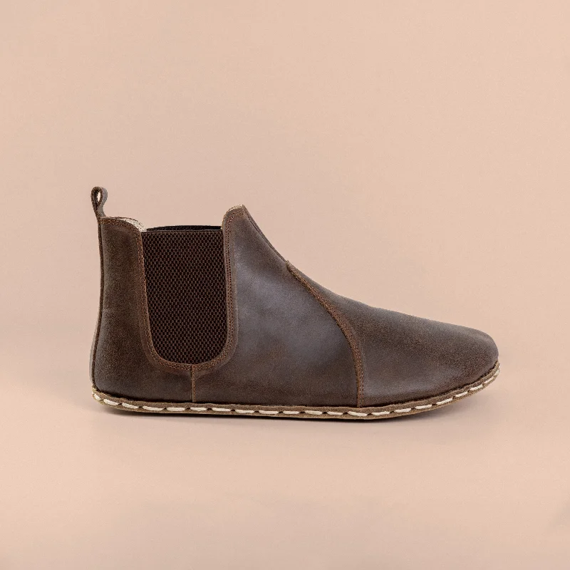 Vegan Leather Women's Barefoot Shoes with Elastic Laces in Tan for a Stylish LookWomen's Dark Brown Barefoot Chelsea Boots Vegan Leather Women's Barefoot Shoes with Elastic Laces in Tan for a Stylish LookWomen's Dark Brown Barefoot Chelsea Boots