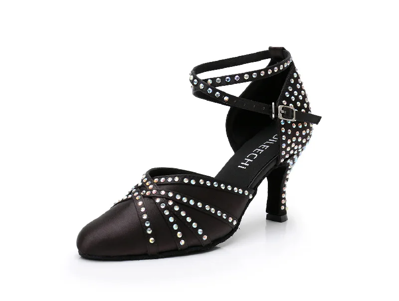 Women's Ankle - Strap Tap Dance Shoes in Purple with Noise - Reducing FeaturesDS Women's Satin Customized Heel Ballroom Dance Shoes Women's Ankle - Strap Tap Dance Shoes in Purple with Noise - Reducing FeaturesDS Women's Satin Customized Heel Ballroom Dance Shoes