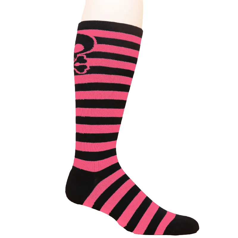 Women's toe - separated yoga socks for balanceSkull Stripes Knee Black/Pink - Moxy Deadlift Socks Women's toe - separated yoga socks for balanceSkull Stripes Knee Black/Pink - Moxy Deadlift Socks