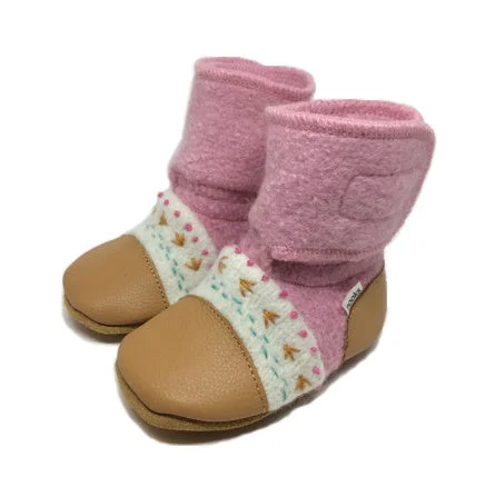 women's flat bootiesAbalone Embroidered Felted Wool Booties