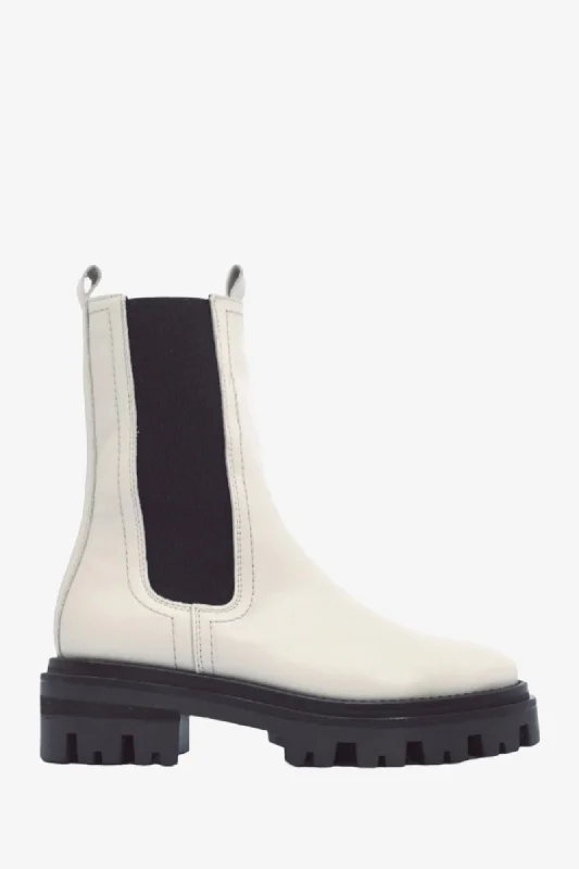 women's ankle boots for fallALPE 2451 WHITE LEATHER CHELSEA BOOT