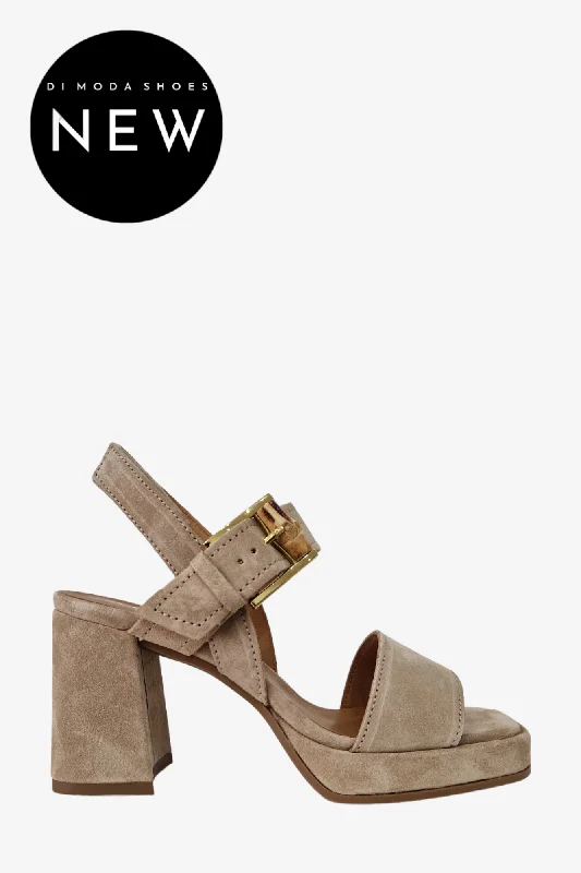 women's ankle boots with round toeALPE 5124 BEIGE SUEDE HEELED SANDAL