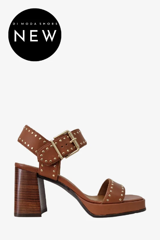 women's ankle boots with round toeALPE 5127 TAN LEATHER HEELED SANDAL