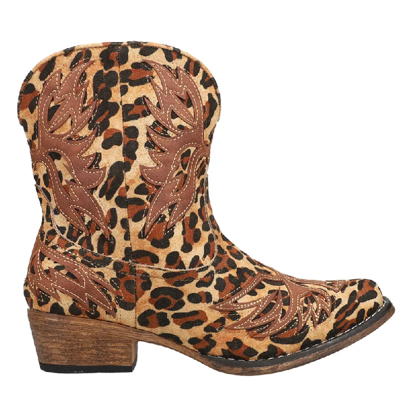 women's ankle boots with elastic sidesAmelia Leopard Snip Toe Cowboy Booties