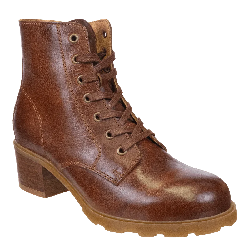 women's booties with velvetARC in BROWN LEATHER Heeled Ankle Boots
