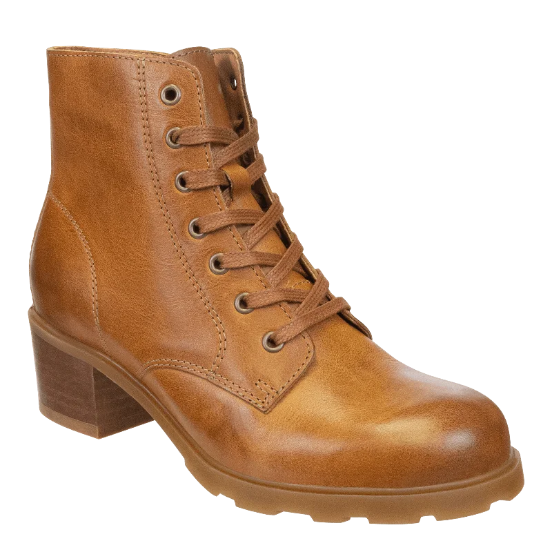 women's winter bootiesARC in CAMEL LEATHER Heeled Ankle Boots