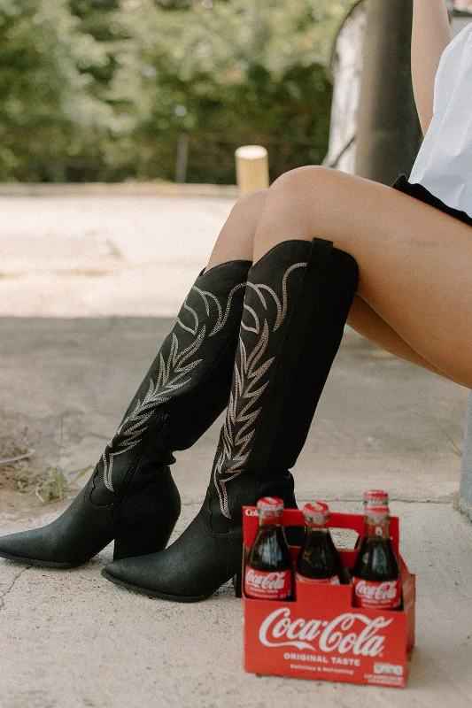 women's booties with zippersBlack Classic Western Cowgirl Boot