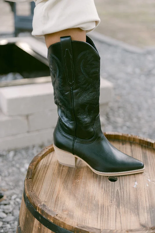 women's booties for officeBlack Hanan Classic Cowgirl Boots