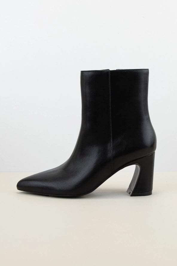 women's booties with quilted patternBlack Leather Block Heel Booties
