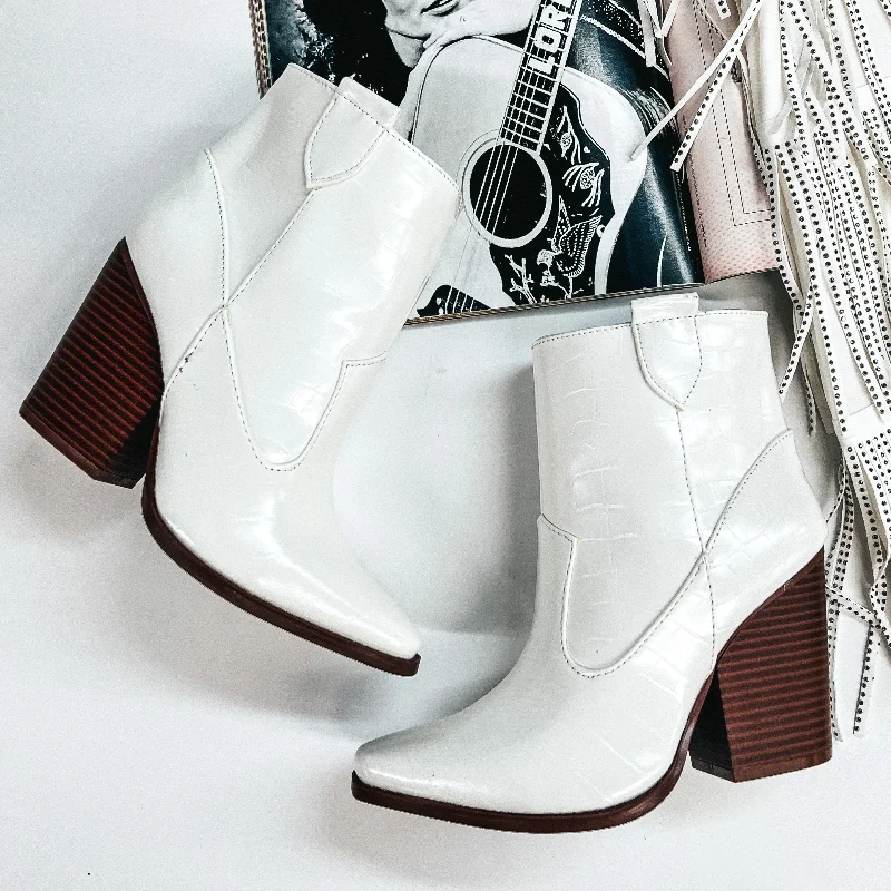 women's ankle boots with strapsBroadway Strut Crocodile Print Heeled Ankle Booties in White women's ankle boots with strapsBroadway Strut Crocodile Print Heeled Ankle Booties in White