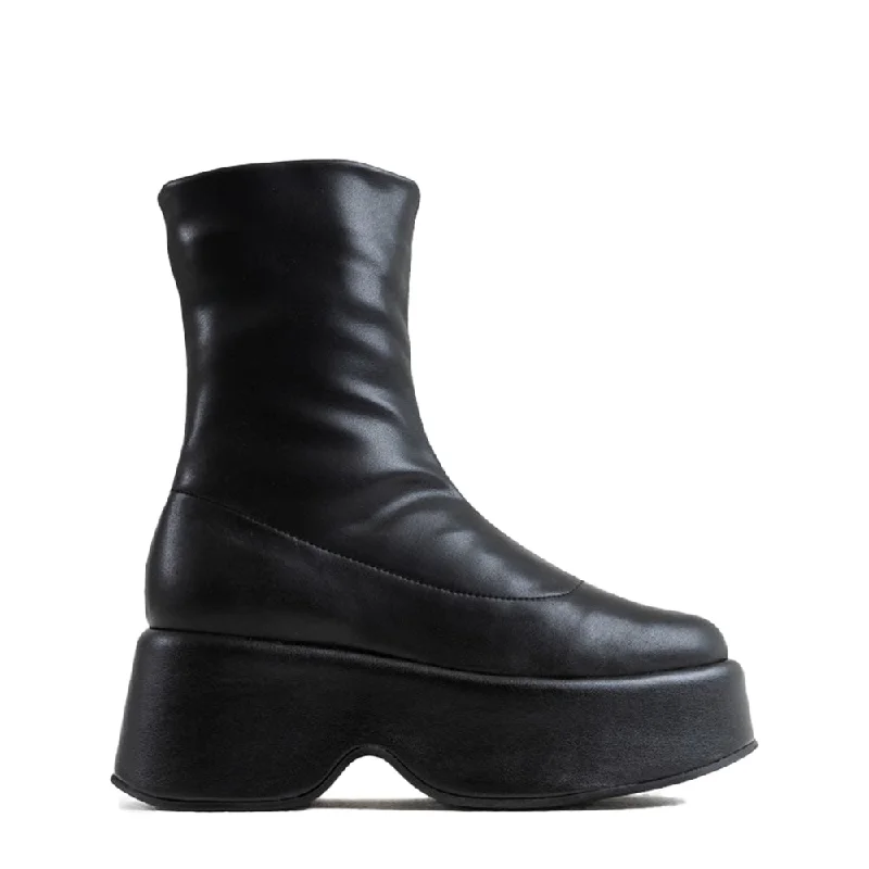 women's ankle boots for rainy weatherTizzy Black Stretch Ankle Boots