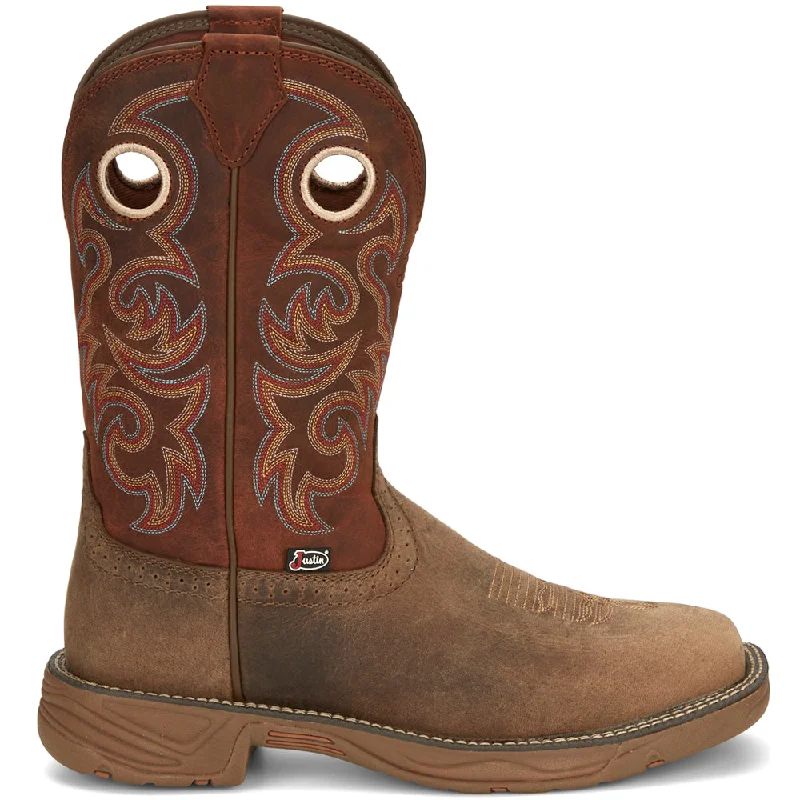 women's cowboy boots with studsBuffalo Leather Embroidery Square Toe Cowboy Boots