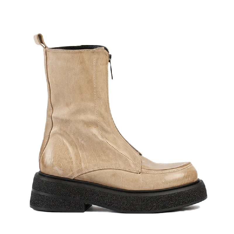 women's ankle boots with sock designAbigail Sand Front Zip Ankle Boots