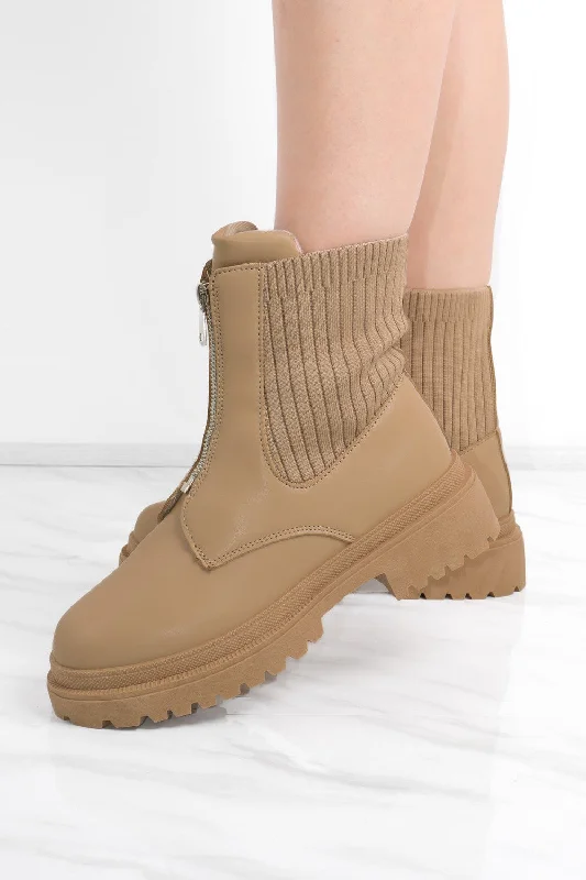 women's ankle boots with kitten heelsCamel Zip Front faux Leather Chunky Ribbed Ankle Boot women's ankle boots with kitten heelsCamel Zip Front faux Leather Chunky Ribbed Ankle Boot