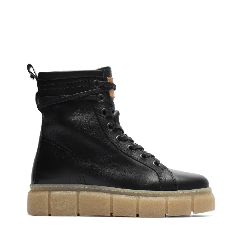 women's ankle boots for fashion-forwardCasflora Black Lace Leather Boots