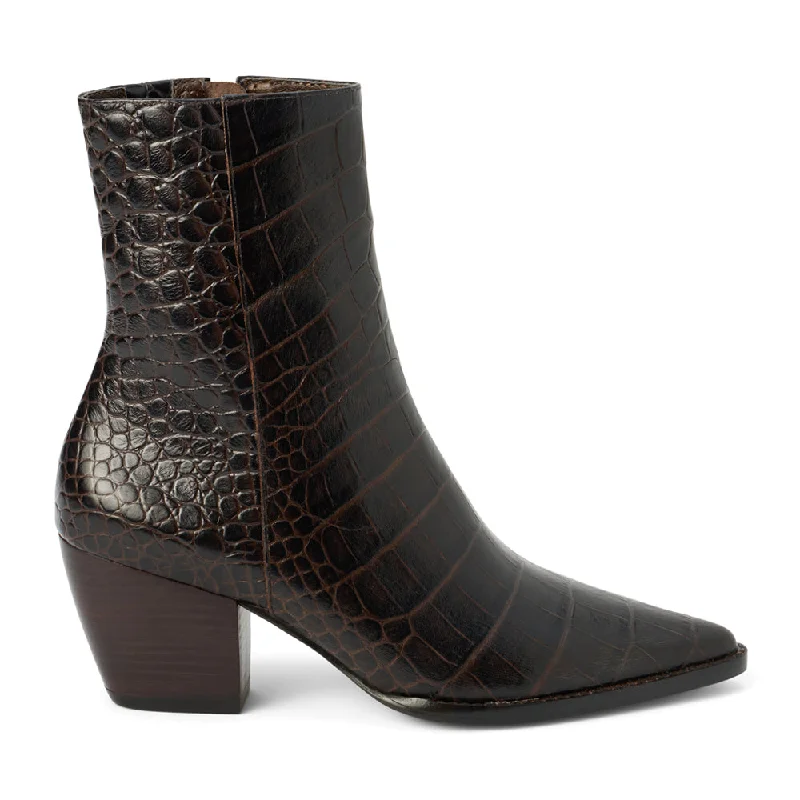 women's ankle boots with pointed toeCaty Croc Pointed Toe Western Boots