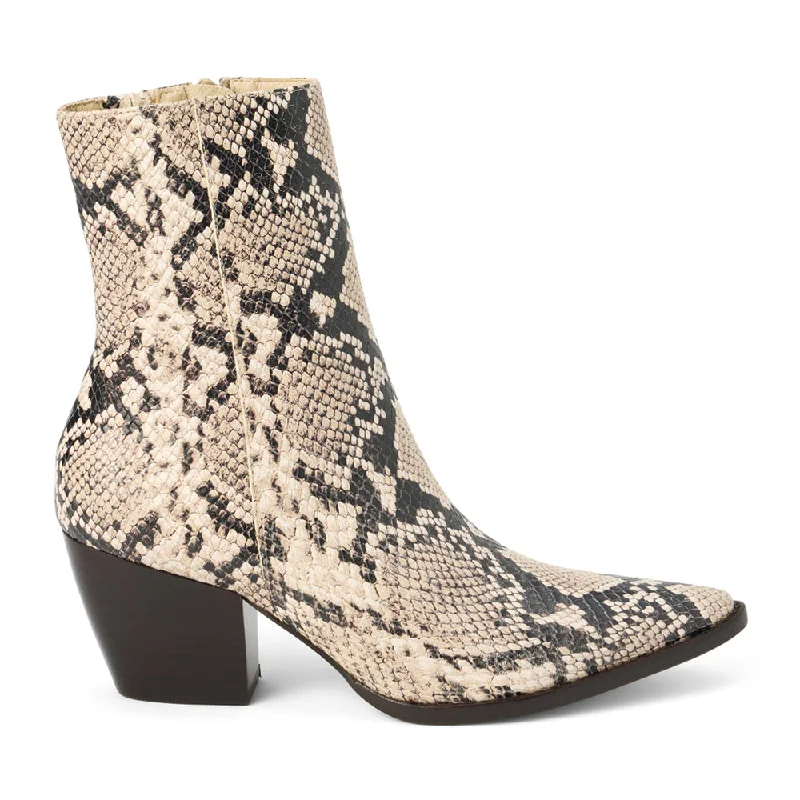 women's ankle boots with strapsCaty Snake Pointed Toe Zippered Boots