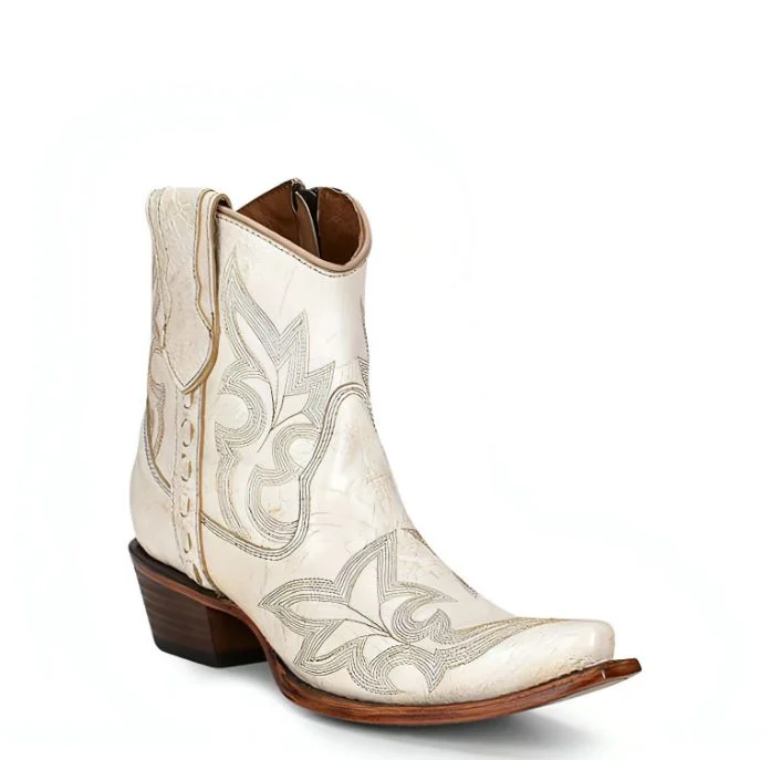 women's biker boots with harnessCircle G by Corral Blanca Ankle Boot L5916