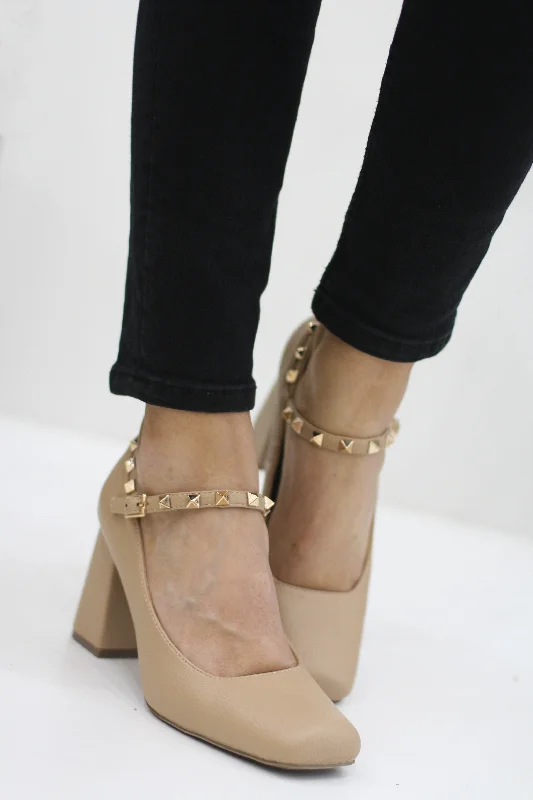 women's ankle boots with adjustable strapsMENBUR 24645 BEIGE HEELED SHOE
