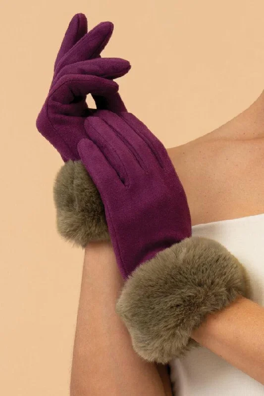 women's chelsea ankle bootsPOWDER BETTINA DAMSON & OLIVE FAUX FUR TRIMMED GLOVES