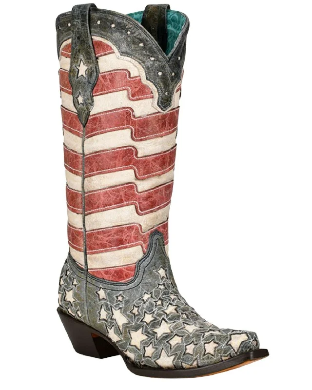 women's moto boots with protective toe capsCorral Women's Blue Jeans Stars and Stripes Western Boot - Snip Toe - A4152 women's moto boots with protective toe capsCorral Women's Blue Jeans Stars and Stripes Western Boot - Snip Toe - A4152