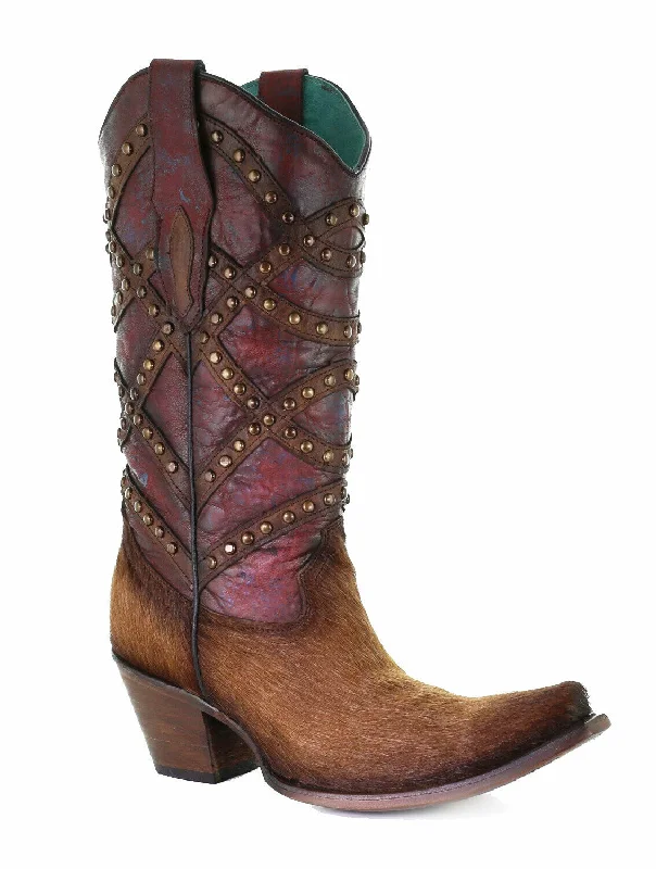 women's western boots with pull tabsCorral Women's Brown/Red Fur & Overlay & Studs Boots C3608 women's western boots with pull tabsCorral Women's Brown/Red Fur & Overlay & Studs Boots C3608