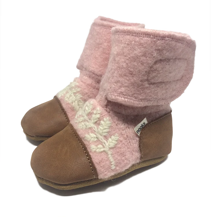 women's booties with unique strapsFinch Embroidered Felted Wool Booties