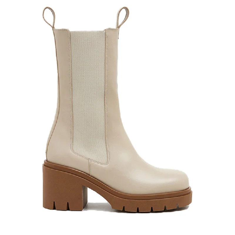 women's flat ankle bootsLulu Creme Leather Chelsea Boots