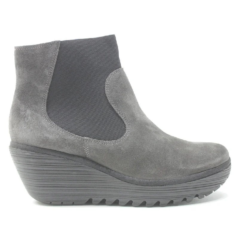 women's leather ankle bootsYade398Fly Suede Women's Wedge Heel Ankle Boots