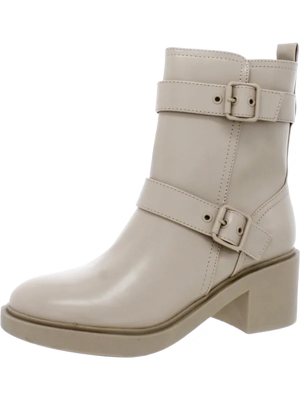 women's booties with metallic finishGILBERT Womens Ankle Boot Round Toe Block Heels