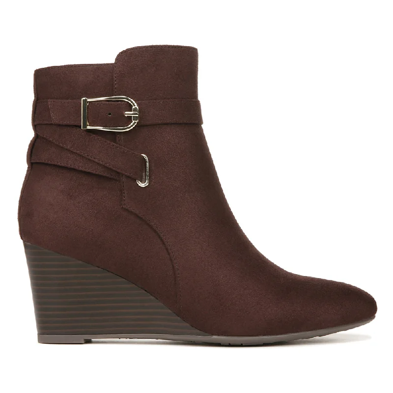 women's ankle boots with floral designGio Round Toe Wedge Zippered Boots