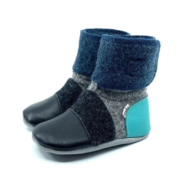 women's booties with quilted patternGlacier Felted Wool Booties