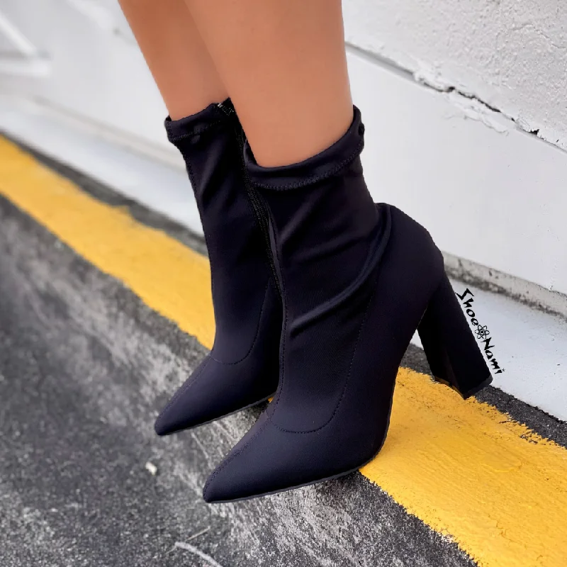 women's booties with quilted patternHARPER-09/2024 Black Stretch
