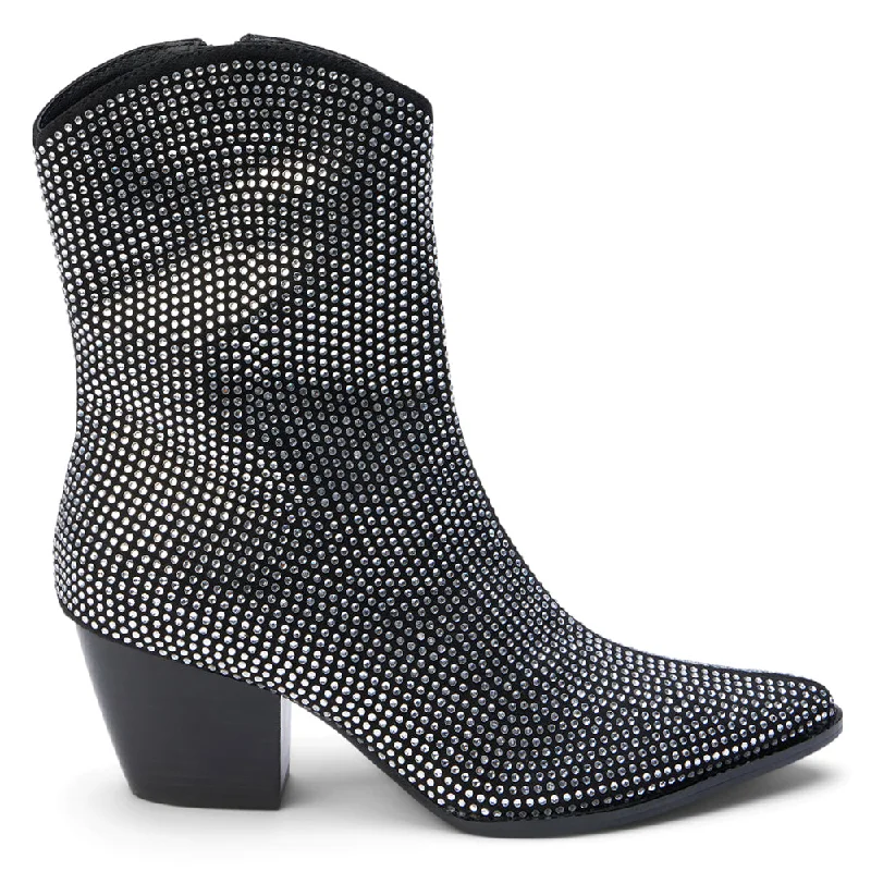 women's ankle boots with bow detailsHazel Rhinestone Pointed Toe Zippered Booties