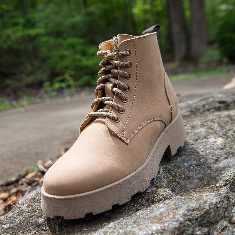 women's booties with combat styleIMMERSE in BEIGE Heeled Cold Weather Boots