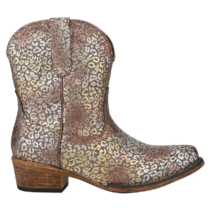 women's ankle boots with velvetIngrid Metallic Leopard-Cheetah Snip Toe Cowboy Bootie