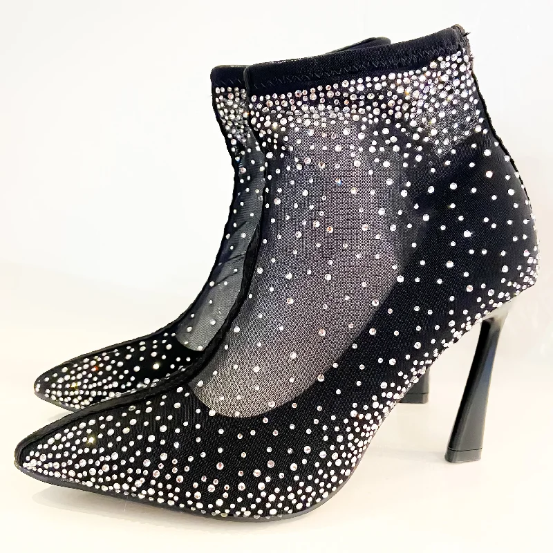 women's booties with studsKeylime Mesh Rhinestone Bootie