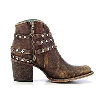 women's platform moto bootsLADIES CORRAL SHORT STUDDED COWGIRL FASHION BOOT C2993