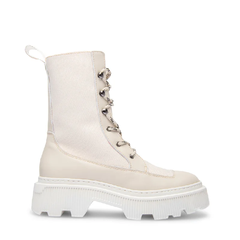 women's ankle boots with fringeCaroline Creme High Chunky Boots