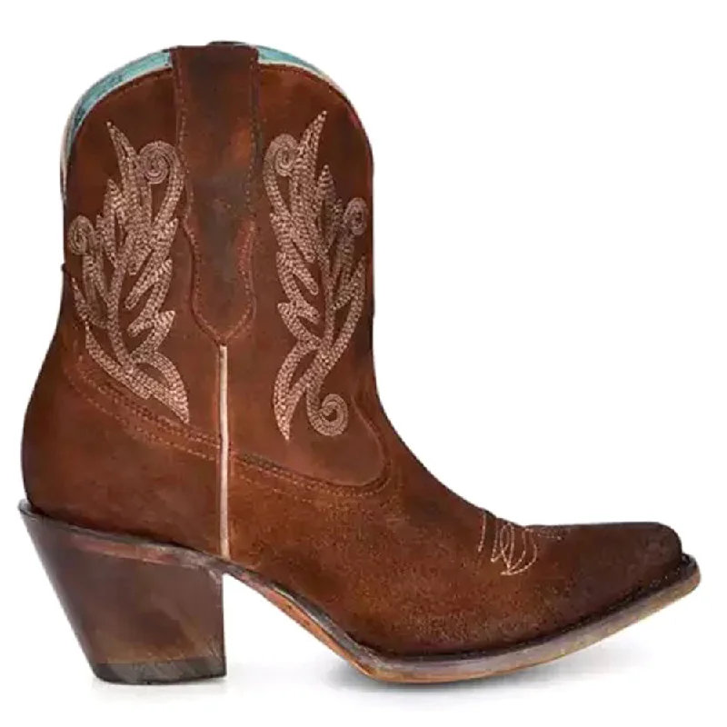 women's ankle boots with block heelsEmbroidered Snip Toe Cowboy Booties