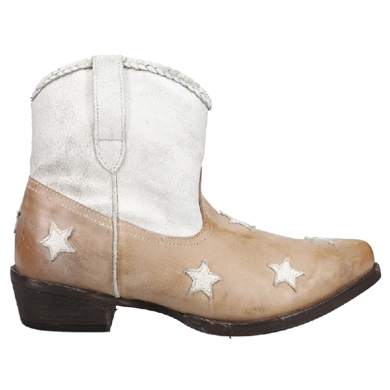 women's ankle boots with floral designLiberty White Star Patriotic Snip Toe Cowboy Booties