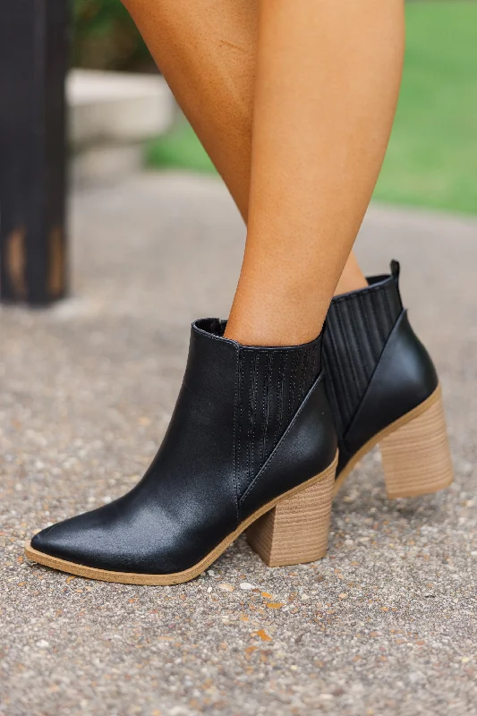 women's booties for springLiving For Love Black Booties