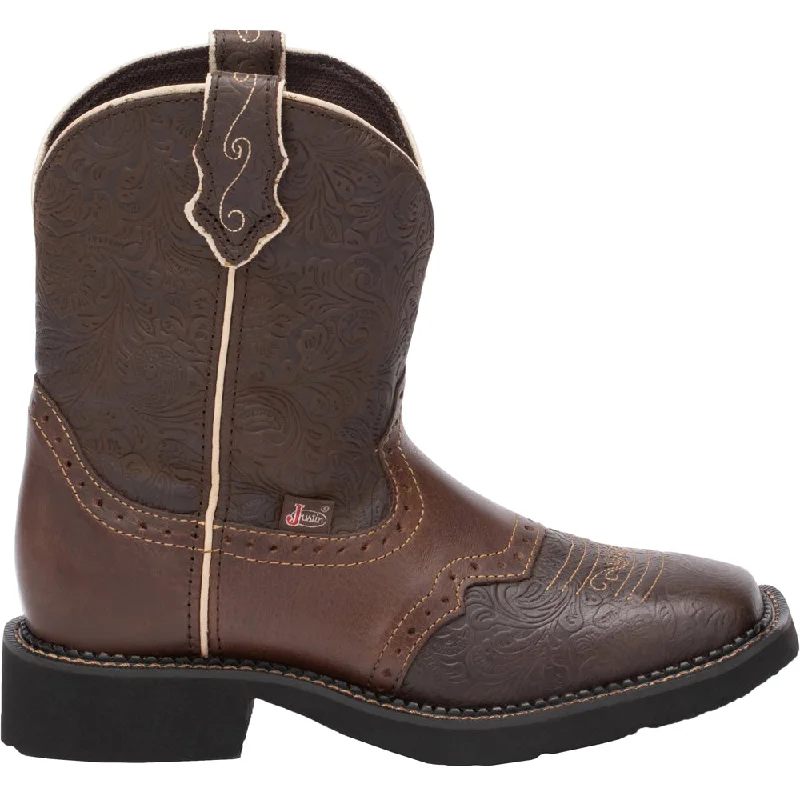 women's ankle boots with chunky heelsMandra Embossed Square Toe Cowboy Boots