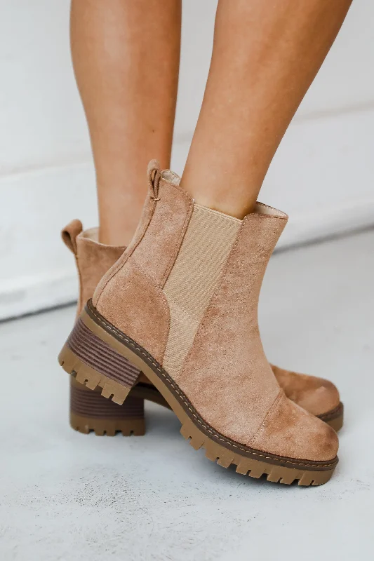 women's booties with floral designMarch On Taupe Booties