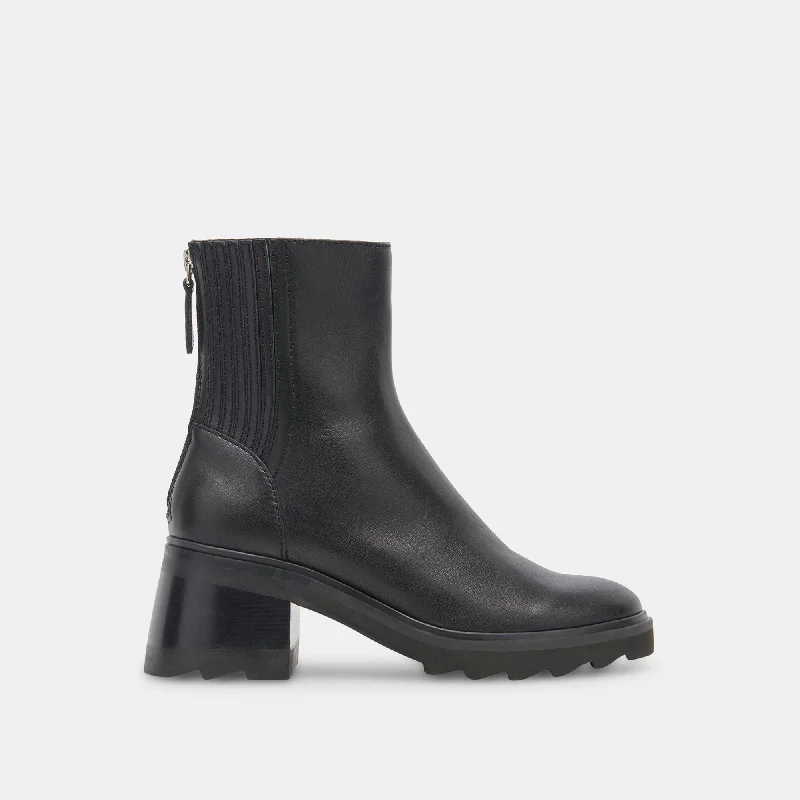 women's booties with embroideryMARTEY H2O WIDE BOOTS BLACK LEATHER